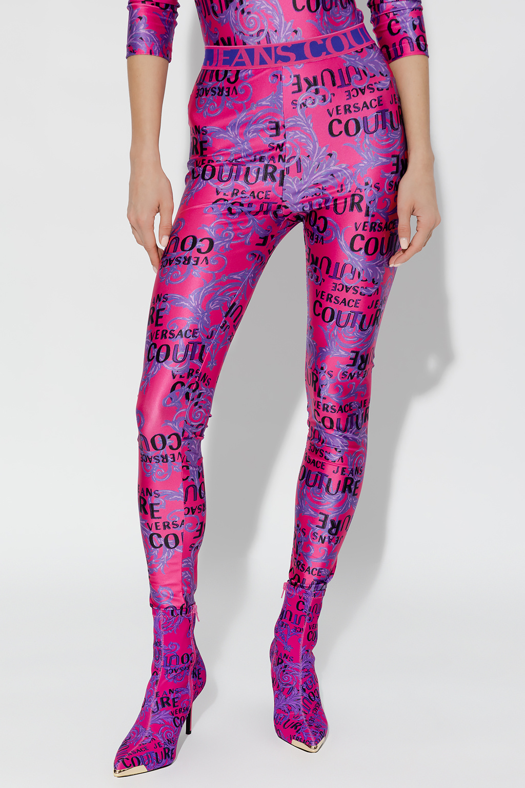 Versace Jeans Couture Animalier-print Elasticated Leggings In