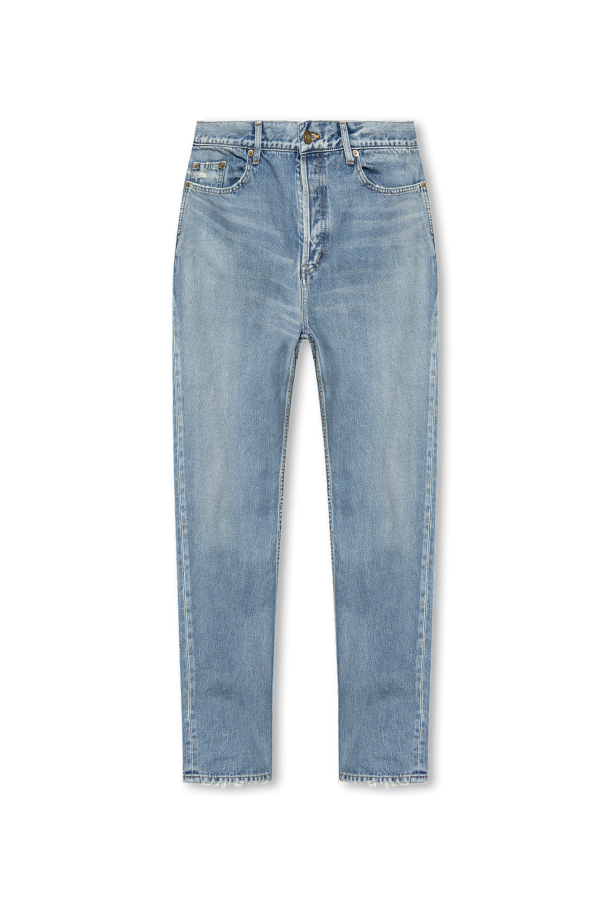 Jeans with logo patch od Saint Laurent