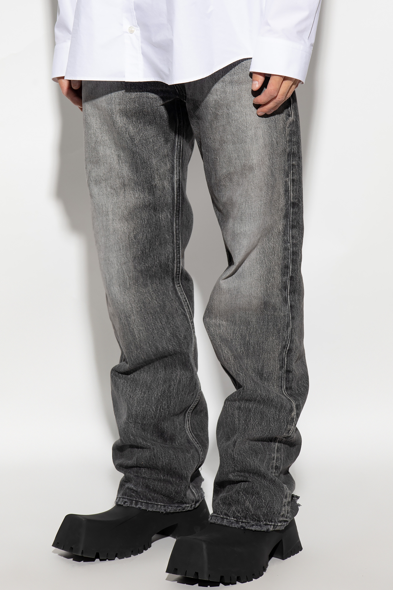 Grey Jeans with vintage effect Balenciaga - Giorgio Armani slit