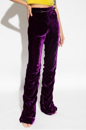 Gucci Velour silk trousers with detachable belt