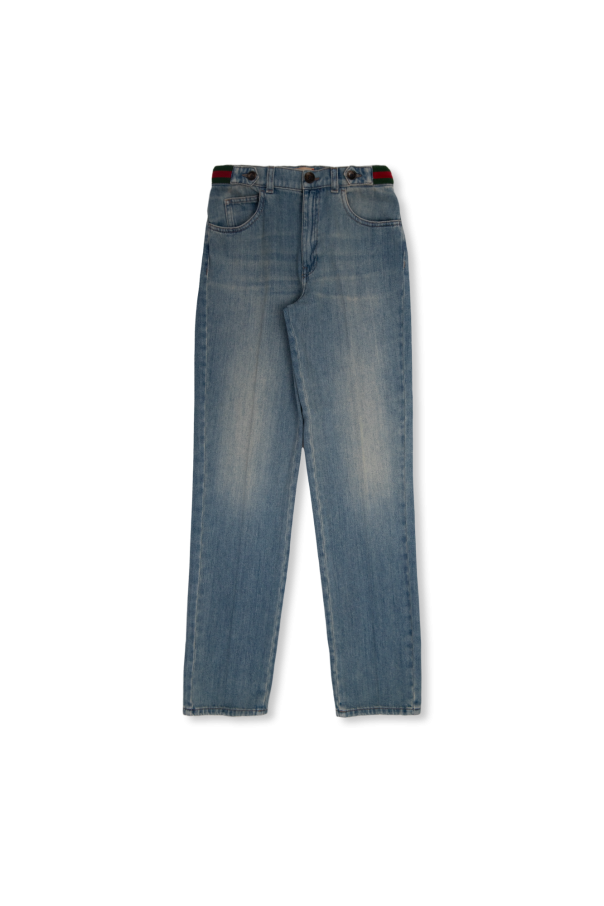 Jeans with Web stripe od Gucci Kids