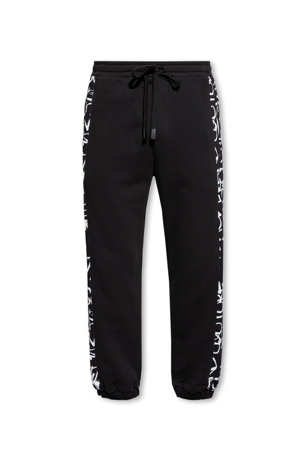 Versace Velour Cuffed Trackpants Black