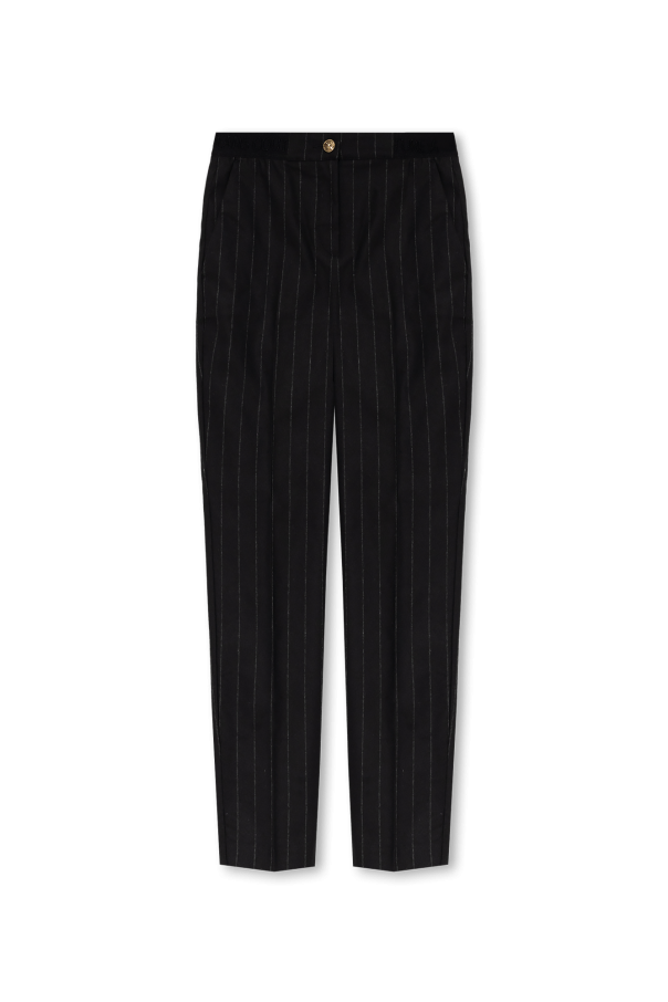 Calis cut-out fitted dress Rosa Pinstriped trousers