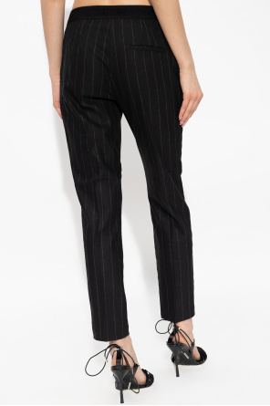 Calis cut-out fitted dress Rosa Pinstriped trousers