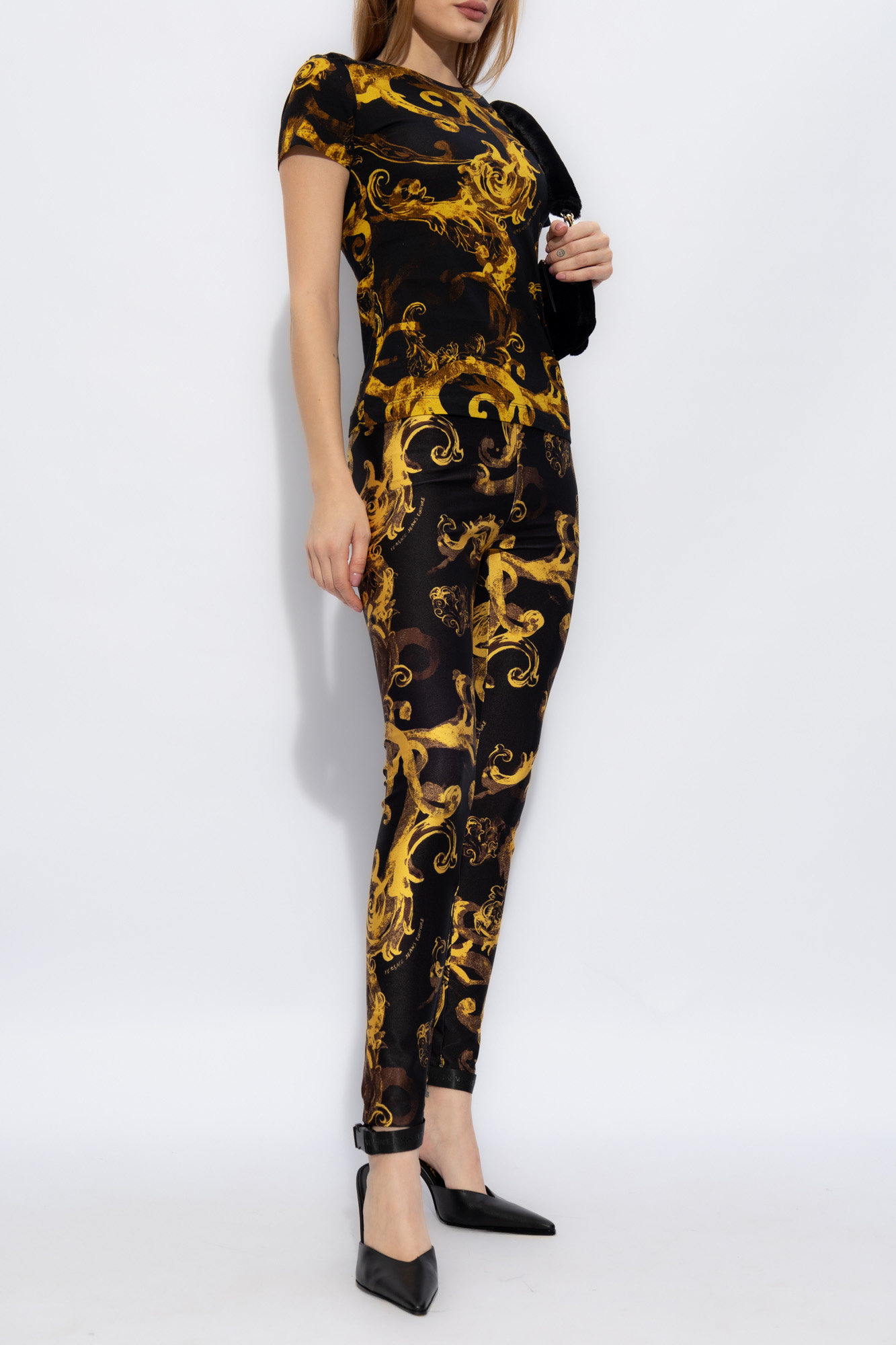 Versace Jeans Couture LEGGINGS With Ruffles And Print in Yellow