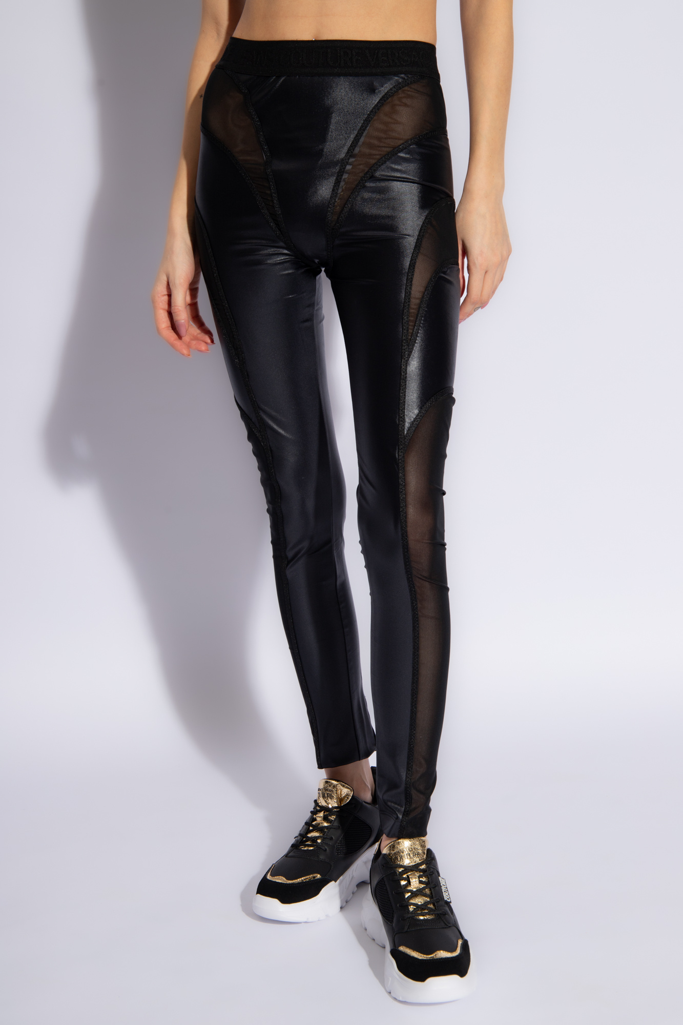 Lycra Satin Cinz Print Logo Couture Leggings by Versace Jeans Couture  Online, THE ICONIC