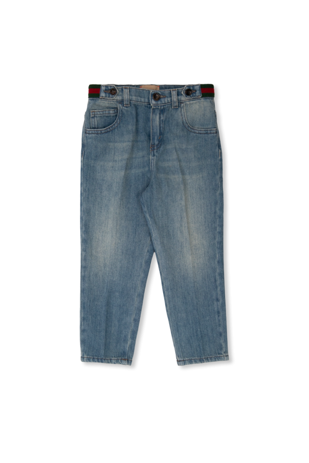 Jeans with ‘Web’ stripe od Gucci Kids