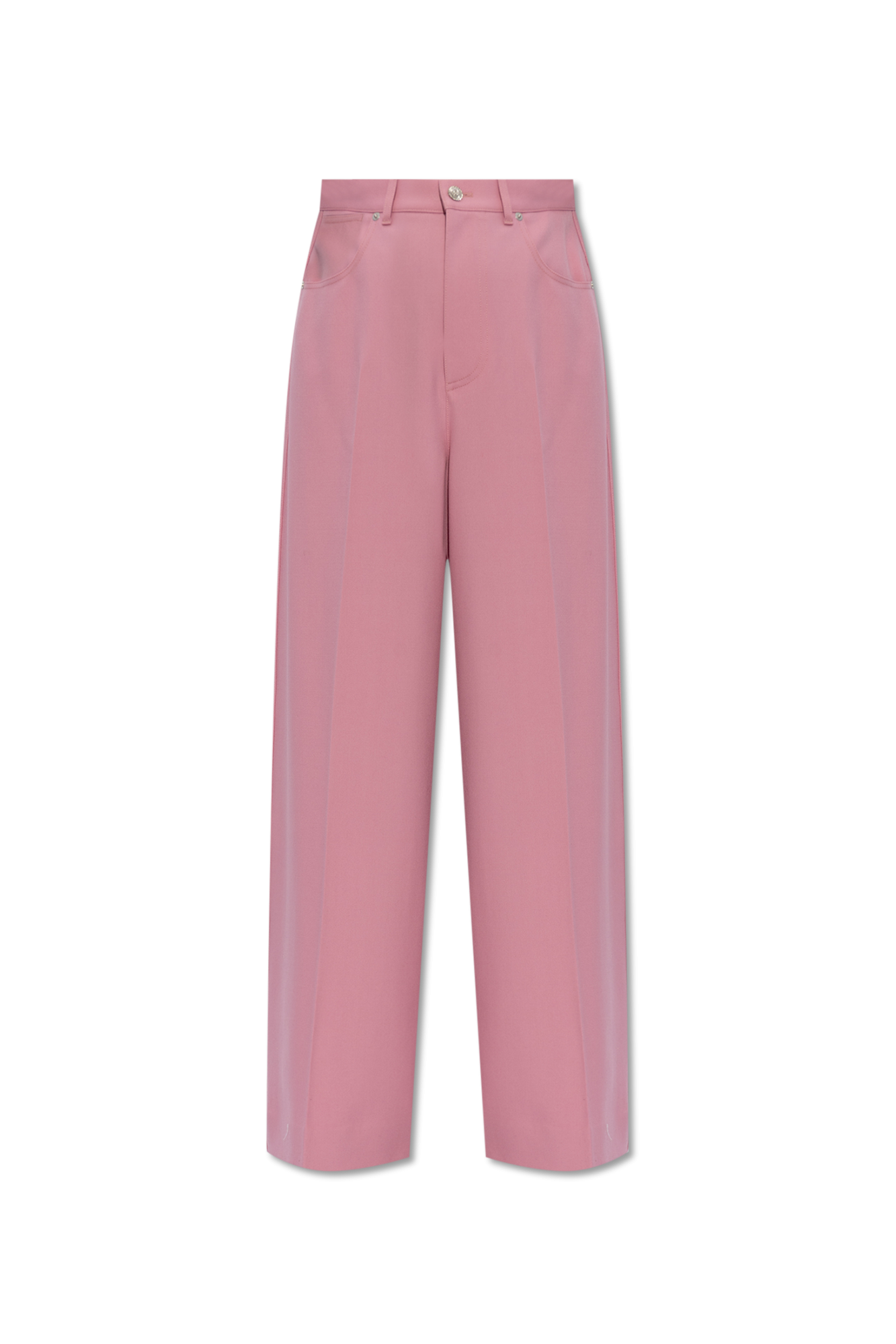 Gucci Wool pleat-front logo-waist trousers