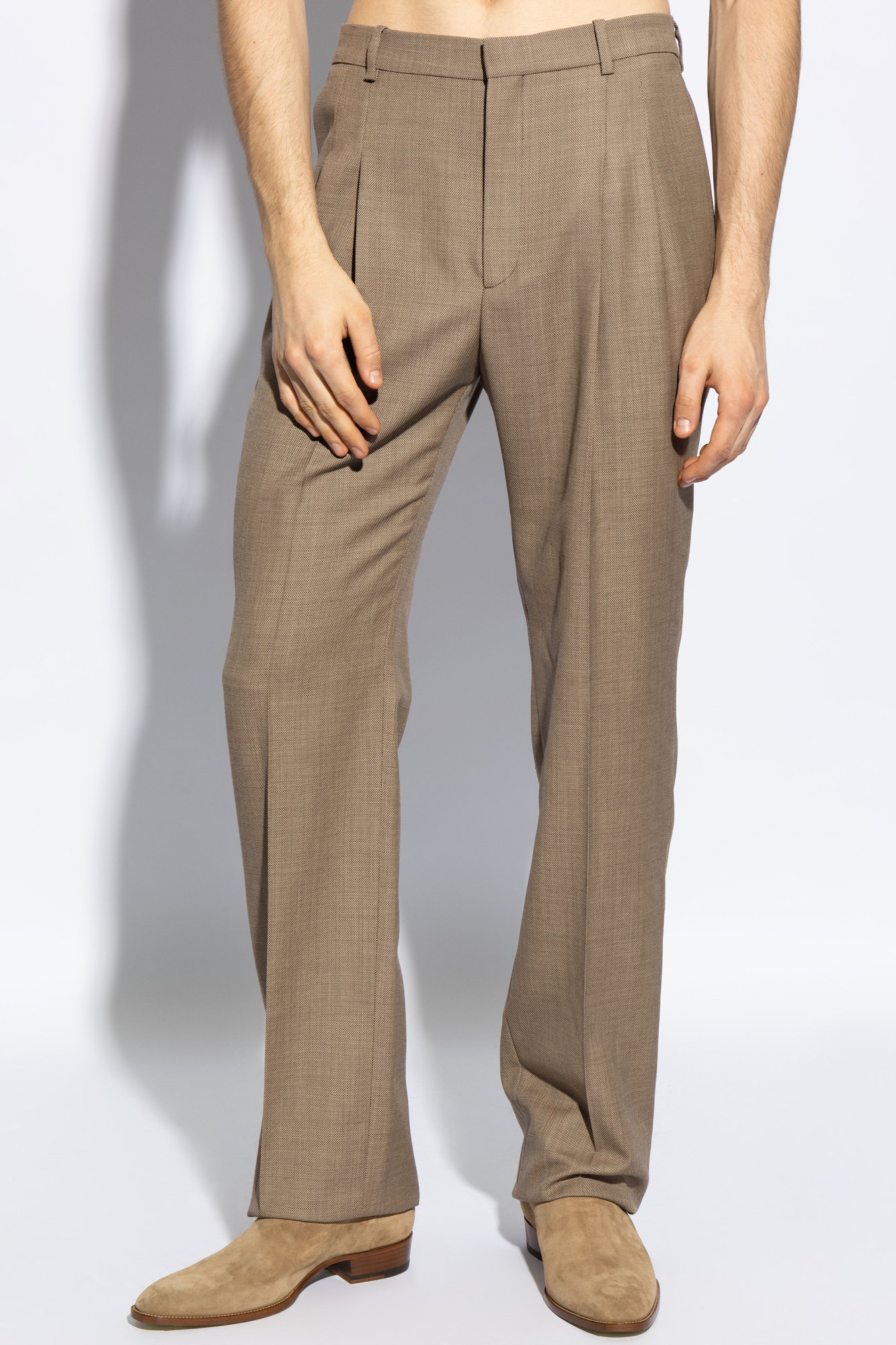 Saint Laurent Pleated open-knit trousers