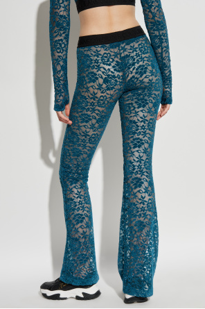 Versace Jeans Couture Koronkowe spodnie z rozszerzanymi nogawkami