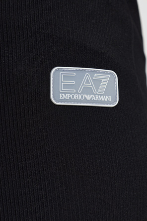 EA7 Emporio Armani Prążkowane spodnie z rozszerzanymi nogawkami