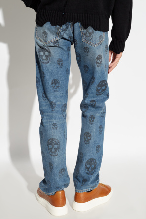 Alexander McQueen Jeansy z nadrukowanym logo