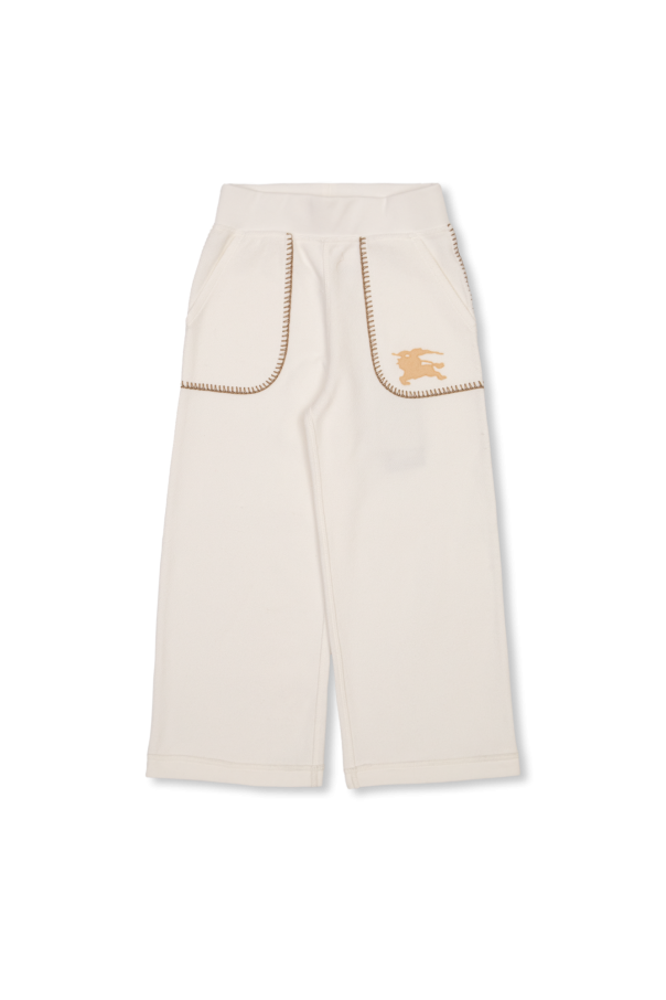Trousers with logo patch od Burberry Kids