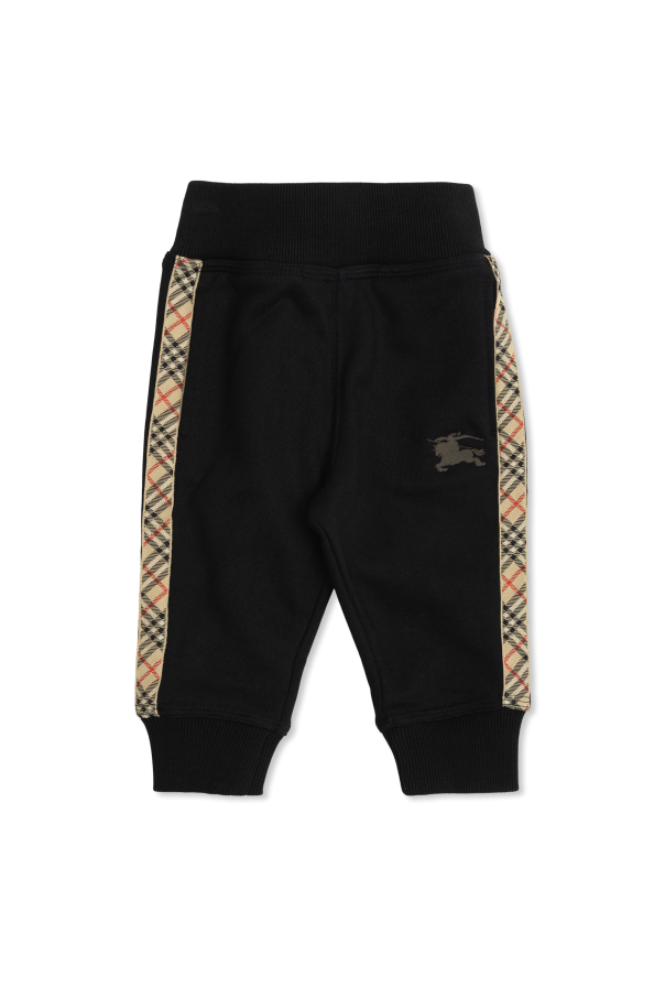 Sweatpants with beige side stripes od Burberry Kids