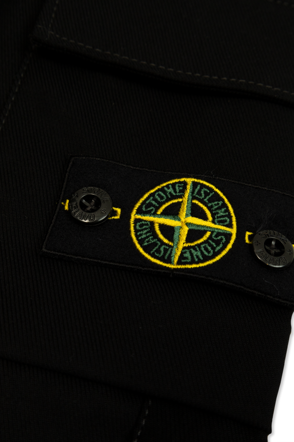 Stone Island Kids coated-effect trousers with logo