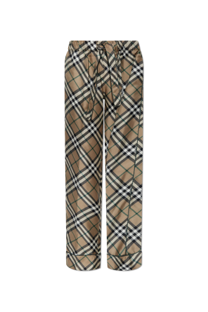 Jedwabne spodnie ze wzorem w kratę