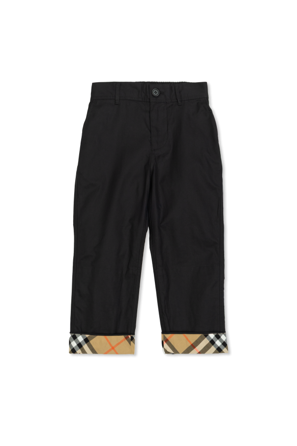 Cotton trousers with rolled-up legs od Burberry Kids
