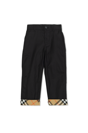 Cotton trousers with rolled-up legs