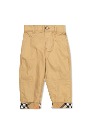 Cotton trousers with rolled-up legs