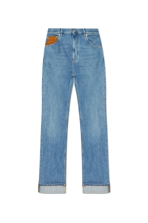 Jeans with rolled-up legs