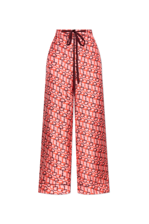 Silk pants with a loose fit