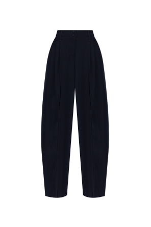 Wide-leg pleated trousers