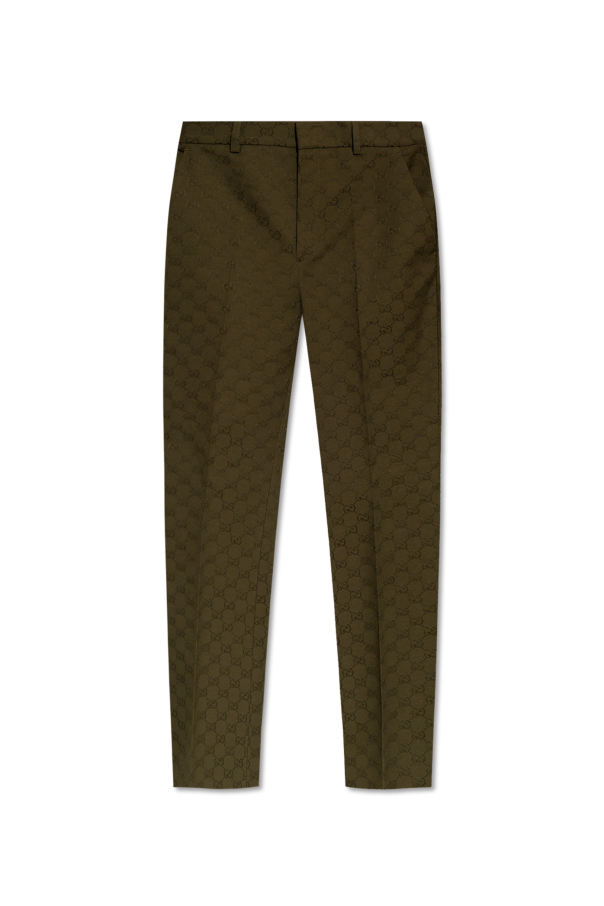 Creased trousers with 'GG' pattern od Gucci
