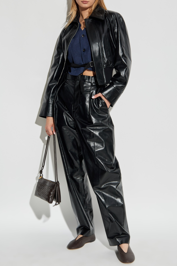 Bottega Veneta Leather trousers with pleats