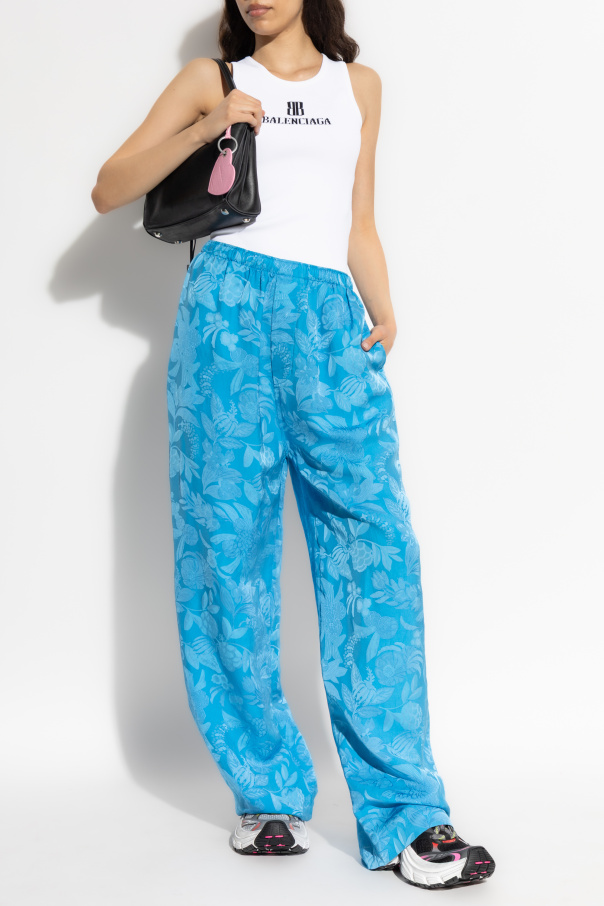 Balenciaga Loose-fit trousers with a floral motif