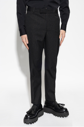 Alexander McQueen Pantalones de lana con hilo de lúrex