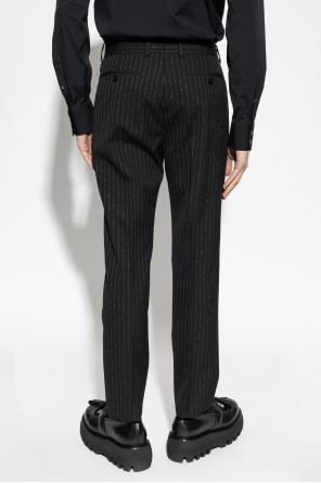 Alexander McQueen Pantalones de lana con hilo de lúrex