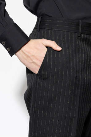 Alexander McQueen Pantalones de lana con hilo de lúrex