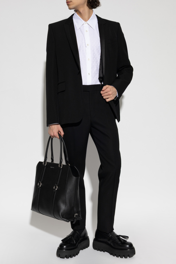 Alexander McQueen Wool trousers with silk side stripe