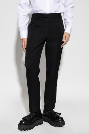 Alexander McQueen Wool trousers with silk side stripe