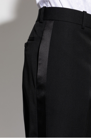 Alexander McQueen Wool trousers with silk side stripe