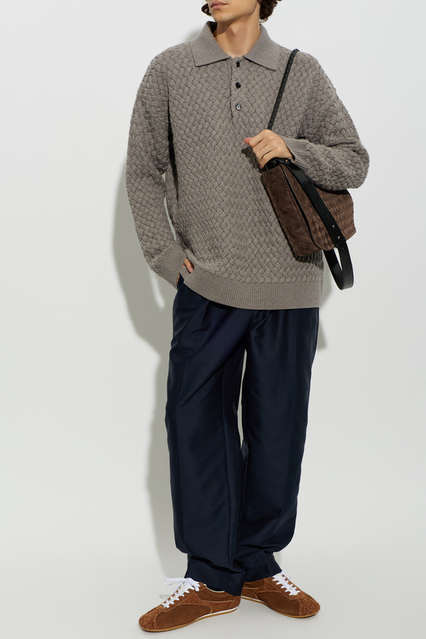Bottega Veneta Pantalones de algodón con pliegue