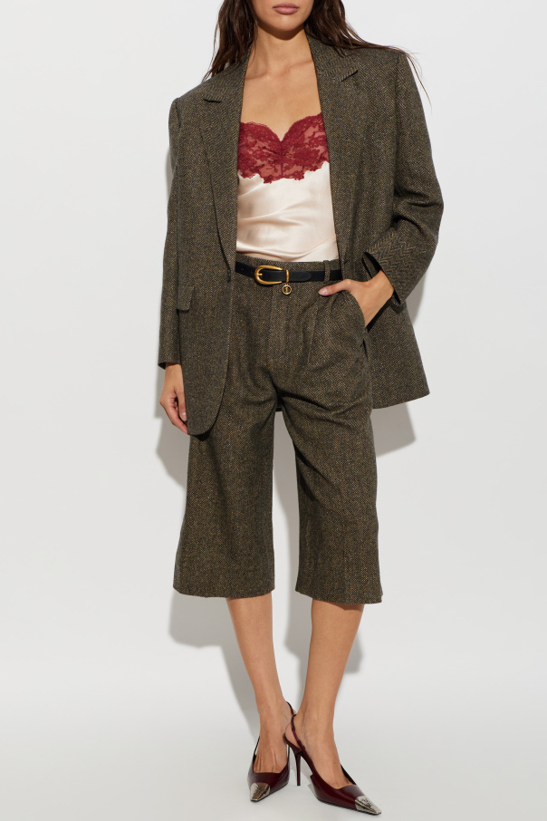 Saint Laurent Wool shorts with ‘herringbone’ motif