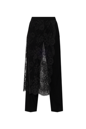 Pantalones de lana con solapa de encaje