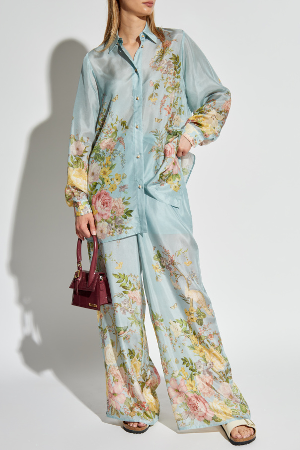 Zimmermann Silk trousers with floral motif