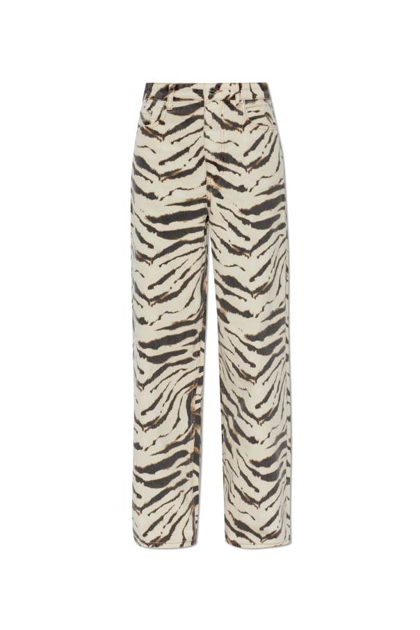 Jeans with animal print od Ganni
