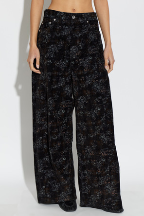 Ganni Pantalones de terciopelo con motivo floral