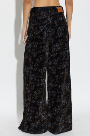 Ganni Pantalones de terciopelo con motivo floral