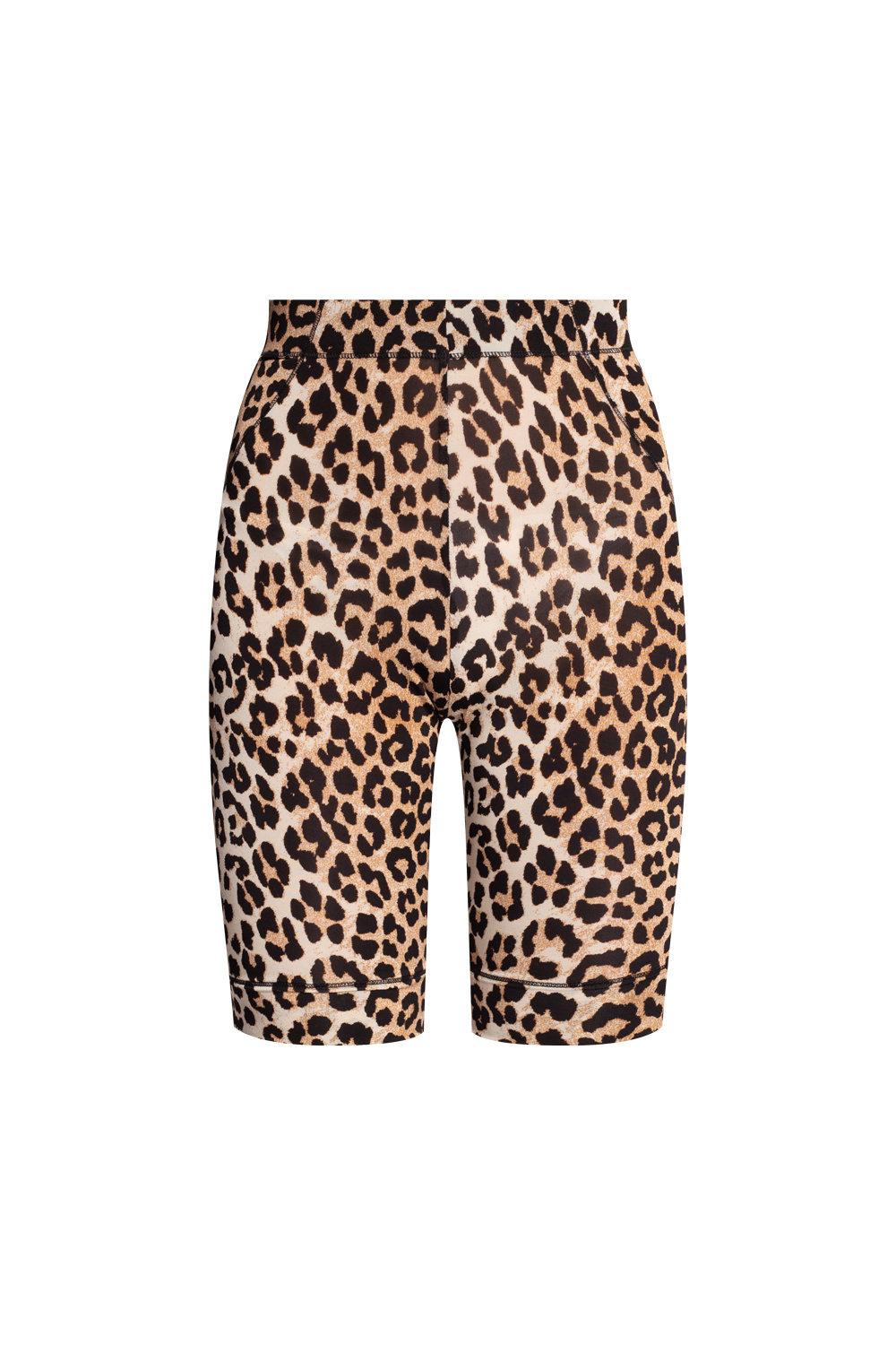 Beige High-rise leopard-print recycled-blend leggings, Ganni