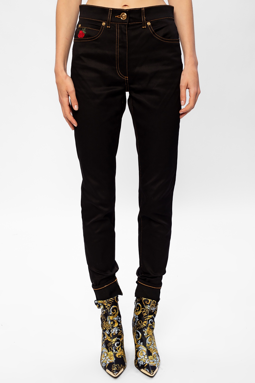 versace embroidered jeans