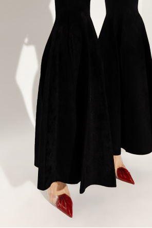 Alaïa Velour trousers with ruffles