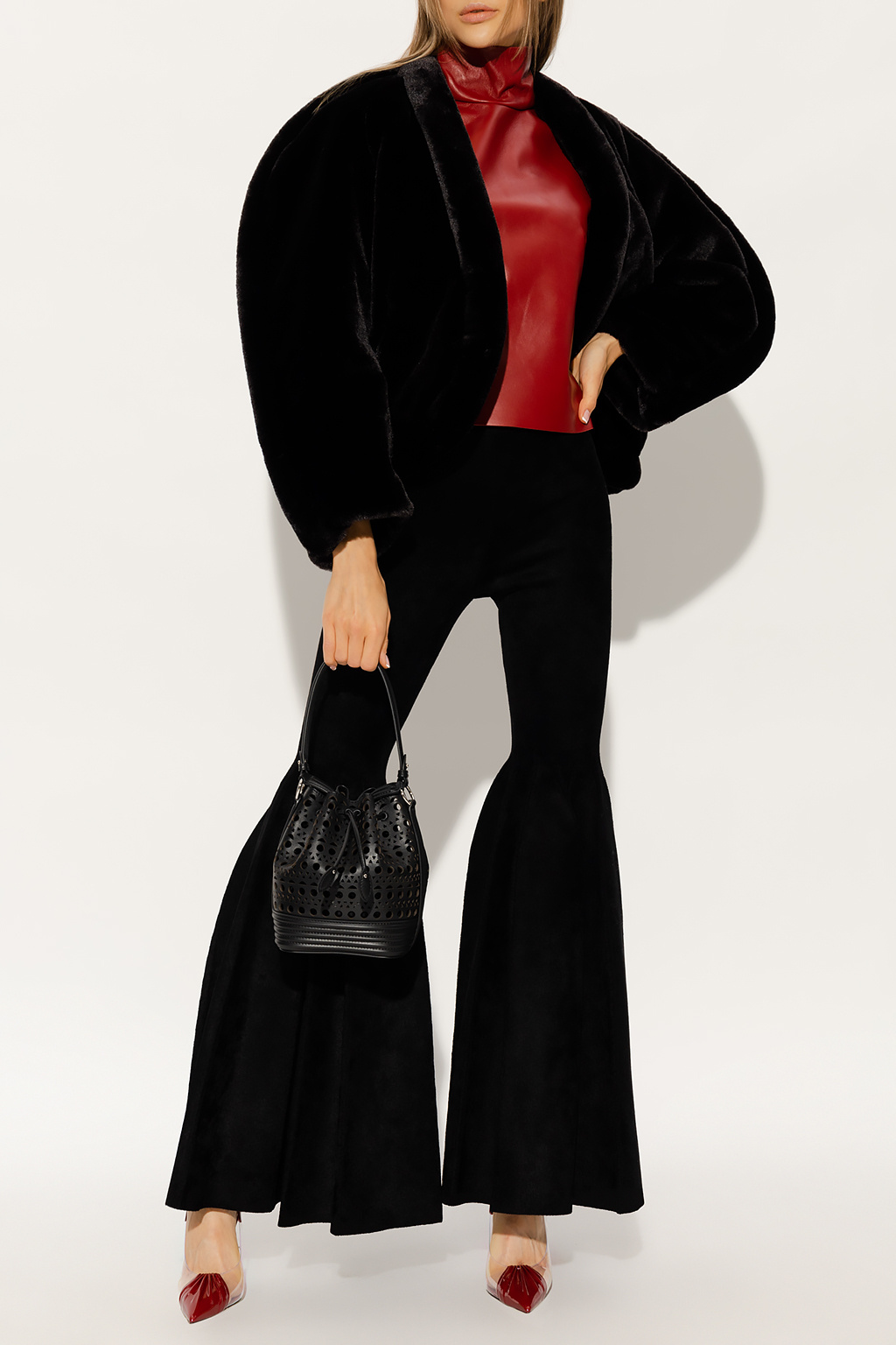 Alaïa Velour trousers with ruffles