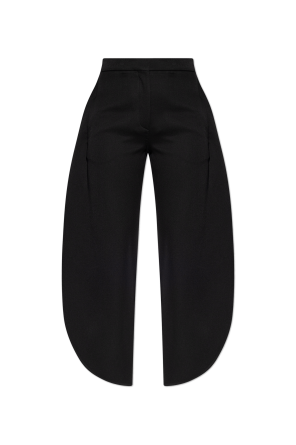 Wool trousers with leg slits