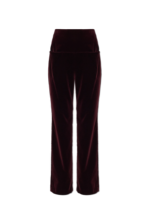 Velvet high-waisted trousers