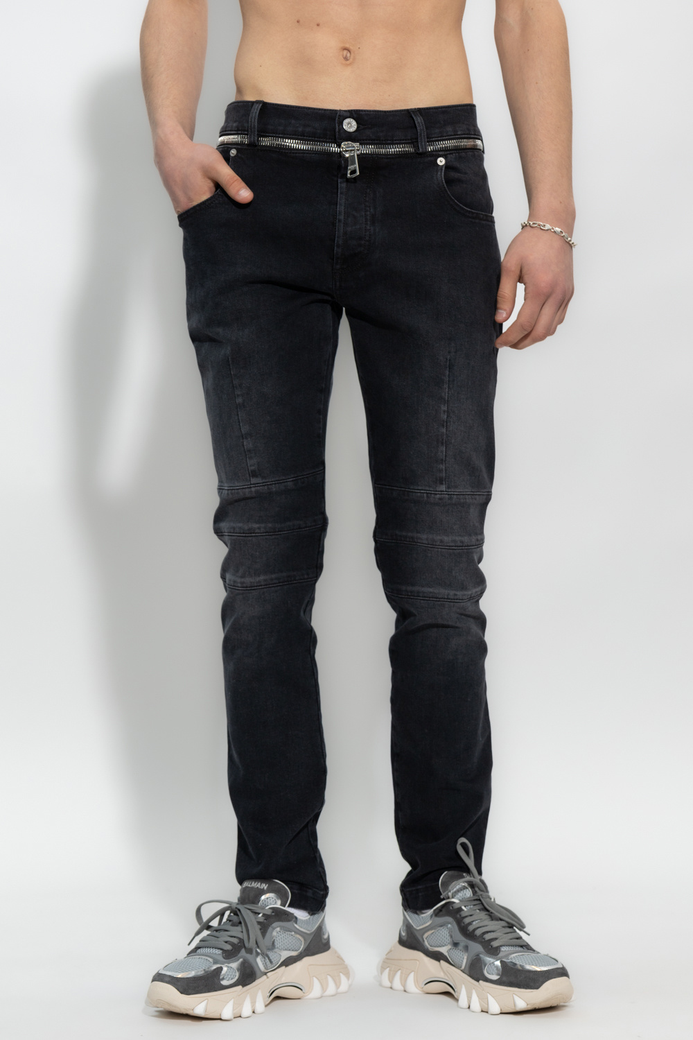 balmain trench Slim-fit jeans