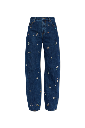 Jeans with shimmering appliqués